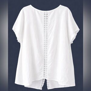Terzo Millennio Women's linen Blouse with Lace Accents